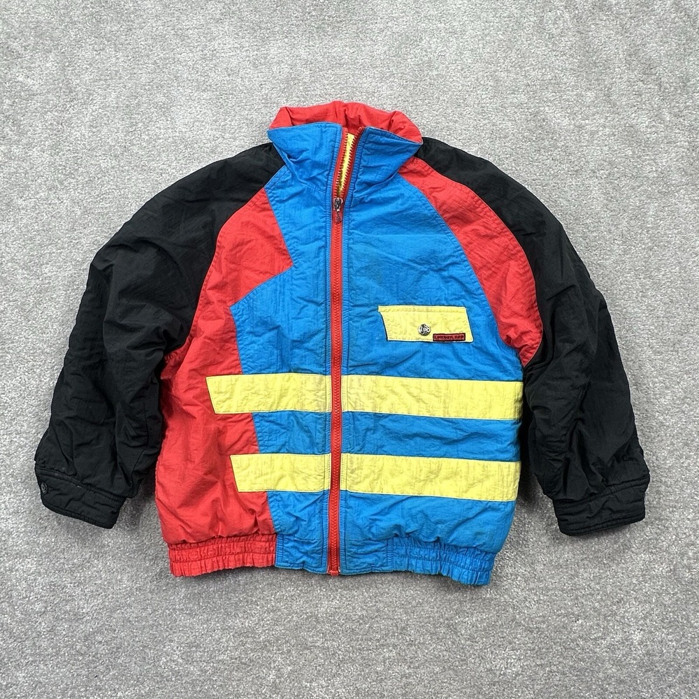 VTG‎ London Fog Youth Jacket Size Small 7 Color Block Retro Blue Red